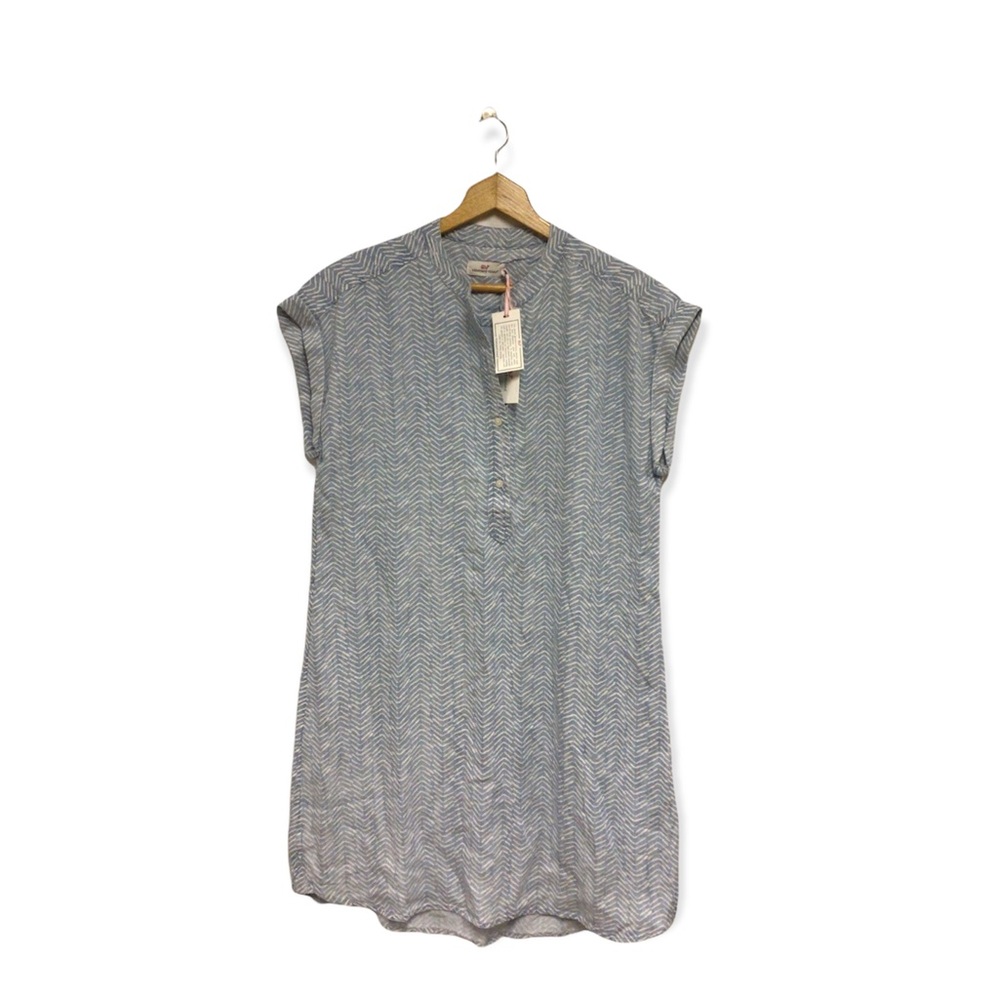 NWT Vineyard Vines Blue Print Chambray Print Margot Short Dress 12
